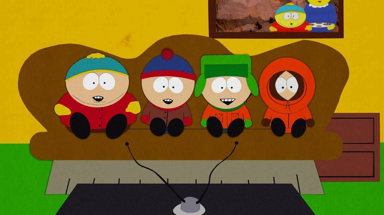 The South Park kids watching TV