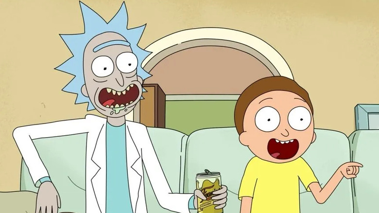 Rick and Morty point and laugh in "Rick and Morty"