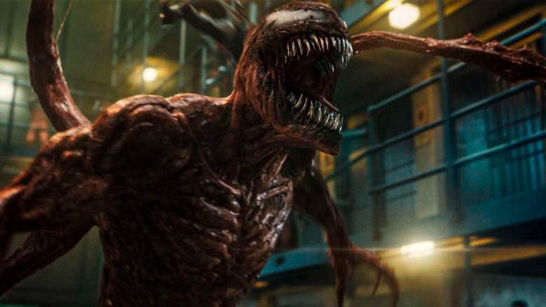Carnage snarling in prison in "Venom: Let There Be Carnage"