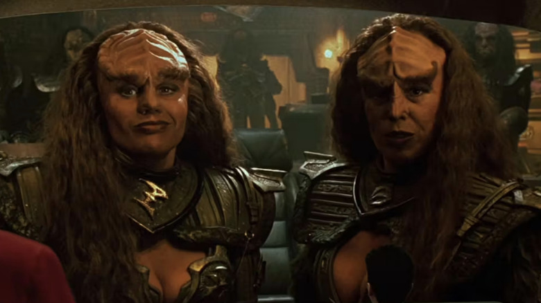 L'Ursa and B'Tor on the viewscreen in Star Trek: Generations