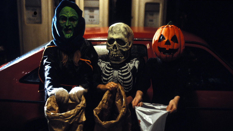 Kids in Halloween costumes