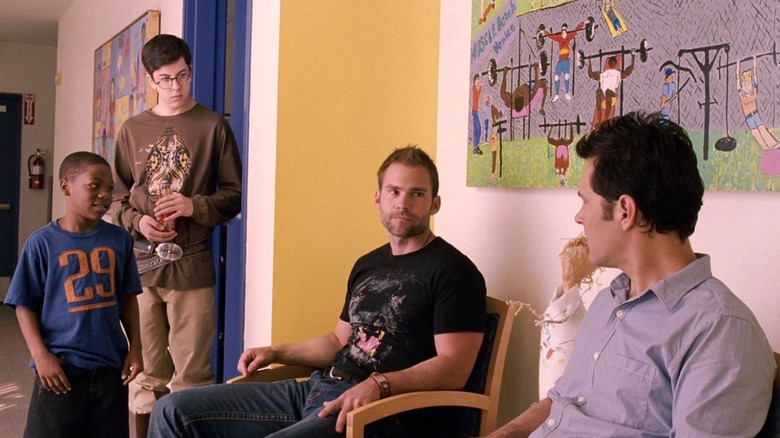 Ronnie, Augie, and Wheeler looking at Danny in Role Models