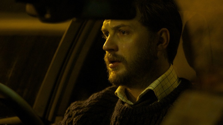 Tom Hardy crying in a car