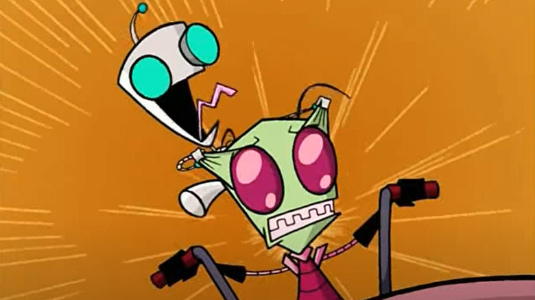 Invader Zim and Gir ride bike
