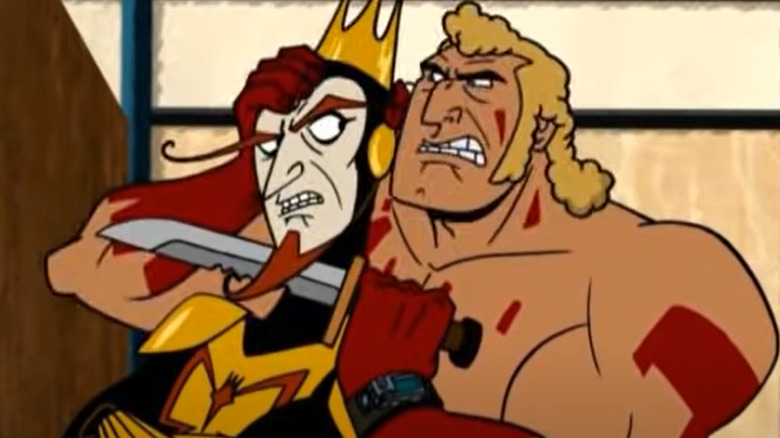 Brock Samson holds knife to Monarch