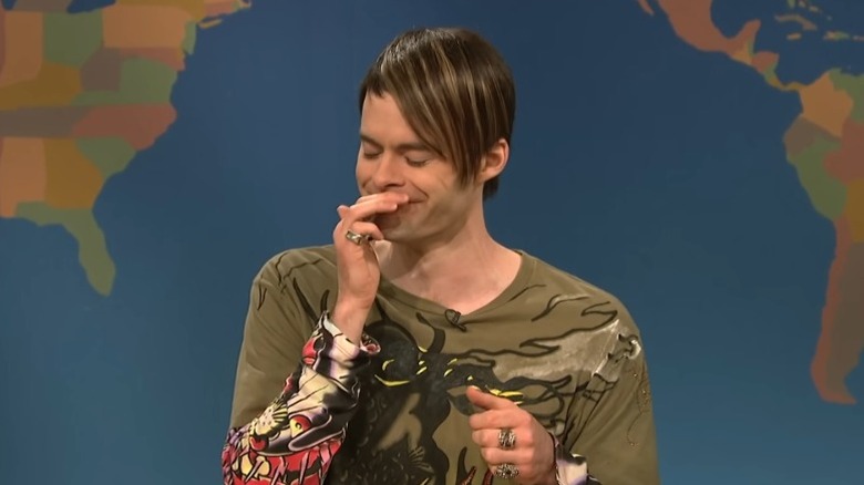 Bill Hader breaks into laughter while playing Stefon on "Weekend Update"
