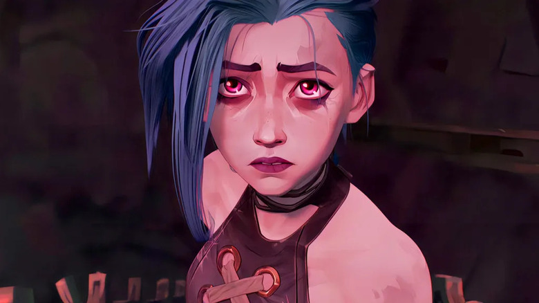 Jinx basked in pink light in Arcane