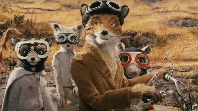 Fantastic Mr. Fox on motorcycle with friends