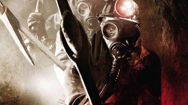 An evil miner lunges a pickaxe at the viewer in "My Bloody Valentine 3D" (2009)