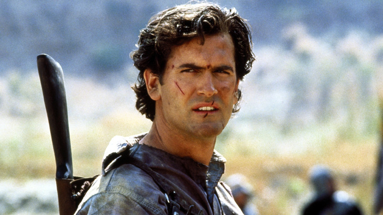 Ash Williams glares into the distance in 