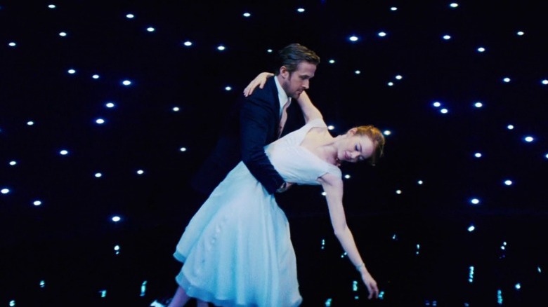 Seb Wilder dipping Mia Dolan during a dance in La La Land