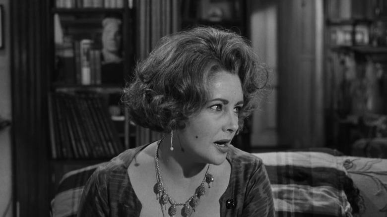 Martha talking while glaring to her left in Who's Afraid of Virginia Woolf?