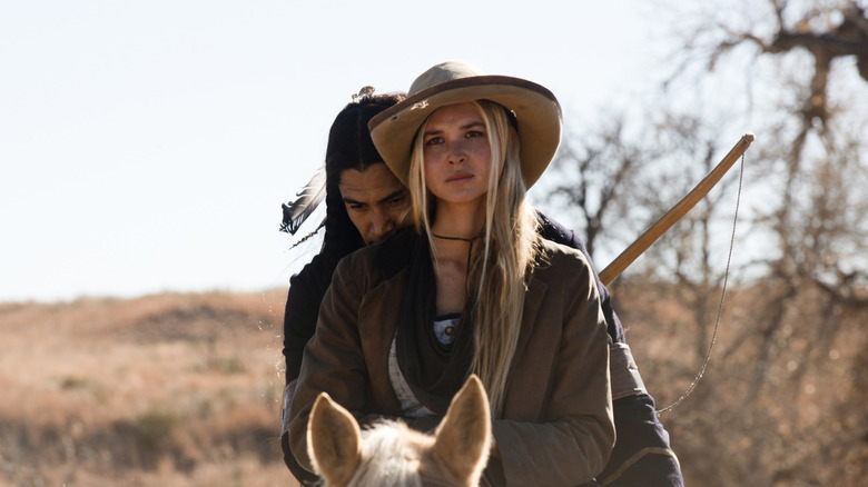Elsa Dutton and Sam on a horse together