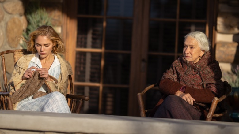 Elizabeth Strafford and Cara Dutton on a porch