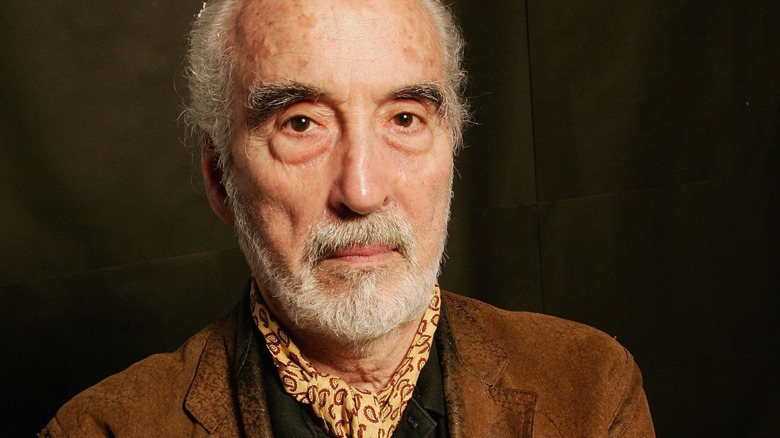 Christopher Lee stares into camera