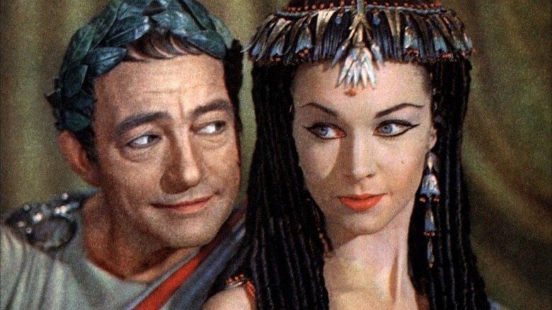 Caesar smiles at Cleopatra