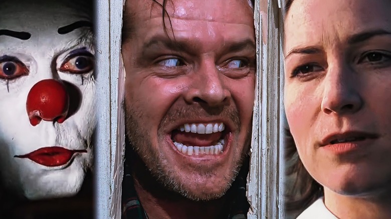 Composite image of Pennywise, Jack Torrance, and Damien's Nanny