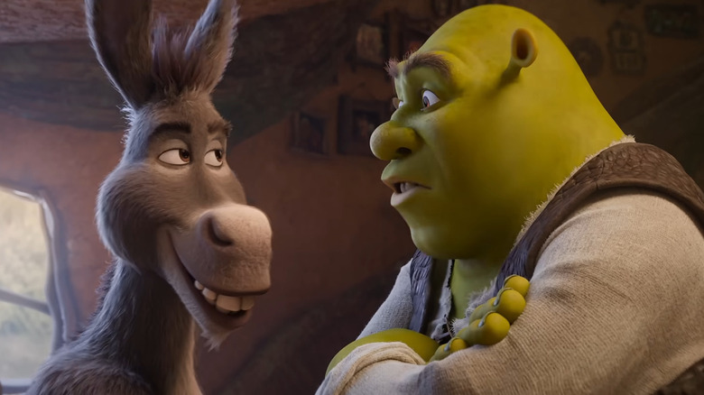 Donkey grinning at Shrek in "Shrek 5" (2027)
