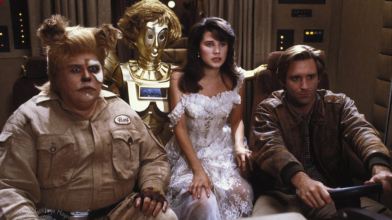 Barf, Dot Matrix, Princess Vespa, and Lone Starr driving his 1986 Winnebago Chieftain 33, Eagle 5 in "Spaceballs" (1987)