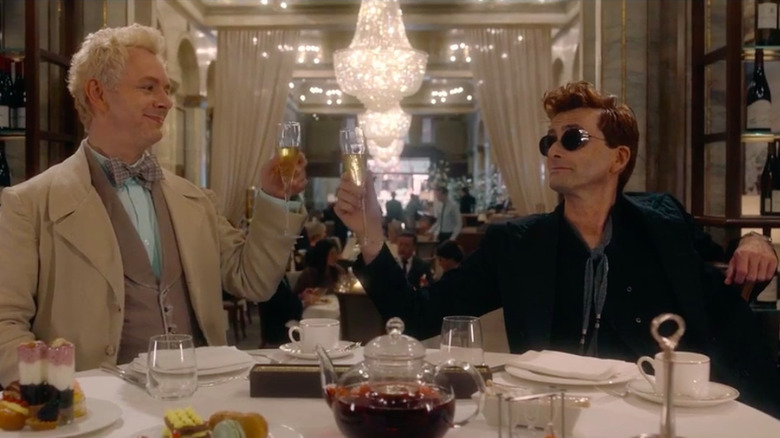 Crowley and Aziraphale toast
