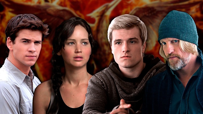 Gale, Katniss, Peeta, and Haymitch 