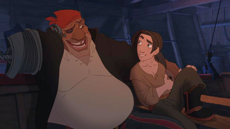 Long John Silver and Jim Hawkins chilling in "Treasure Planet"