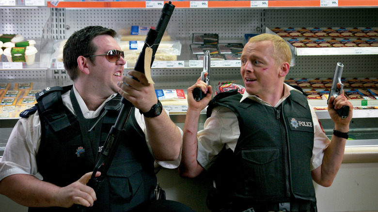 Nick Angel and Danny Butterman are ready for action in "Hot Fuzz" (2007)