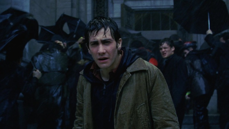 Sam squinting in the rain in "The Day After Tomorrow"