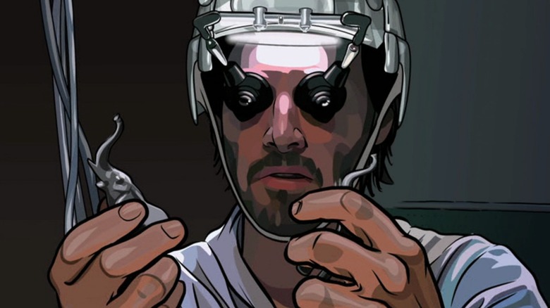 Bob wearing a cybernetic headset in A Scanner Darkly