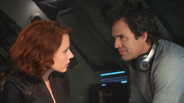 Natasha and Bruce looking at one another in "Avengers: Age of Ultron"