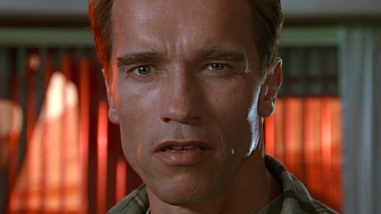 Arnold Schwarzenegger squinting