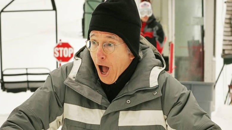 Larry David on ski lift