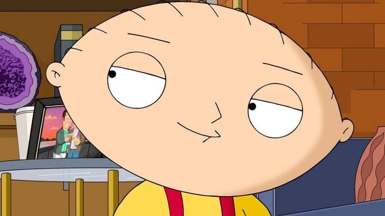 Stewie smiling Family Guy. 