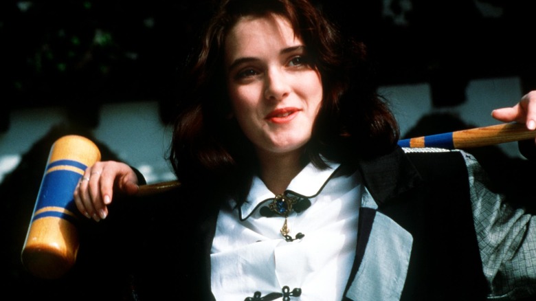 Veronica holding her croquet mallet