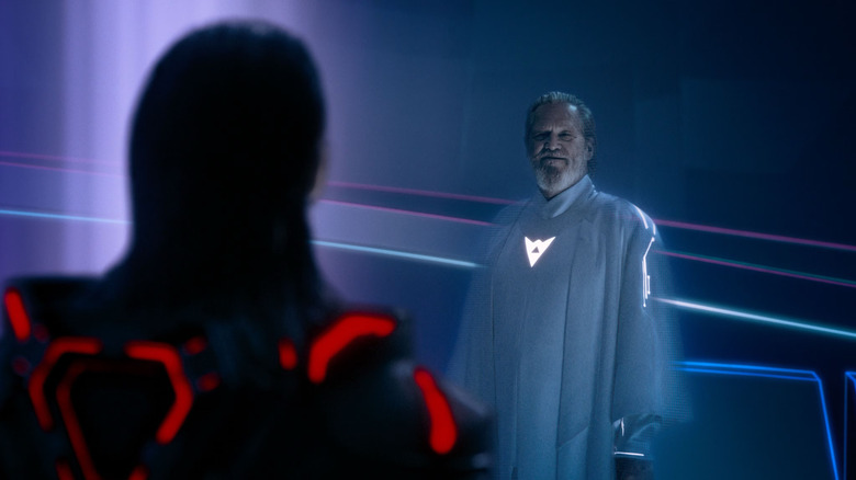 Kevin Flynn observing Ares in Tron: Ares