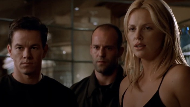 Mark Wahlberg, Jason Statham, and Charlize Theron together