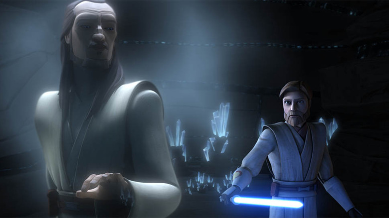 Obi-Wan talking with Qui-Gon Jinn