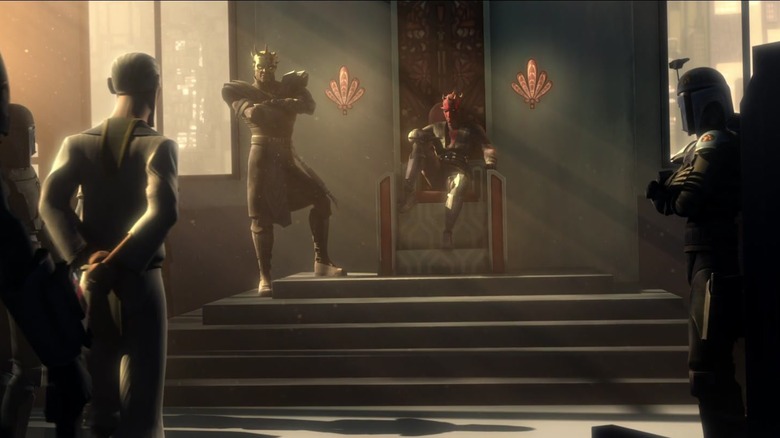 Maul sits on Mandalore's throne