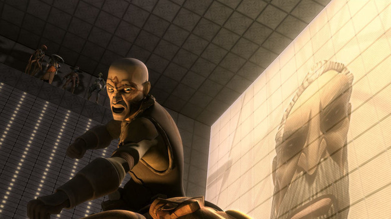 Obi-Wan in disguise fighting 