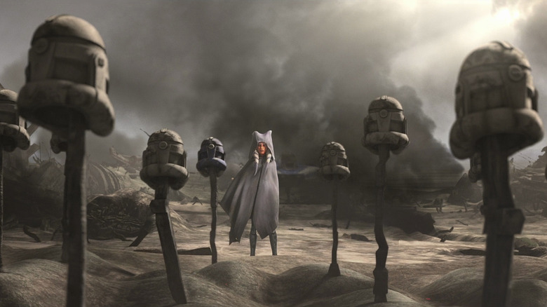 Ahsoka stares at clones graves