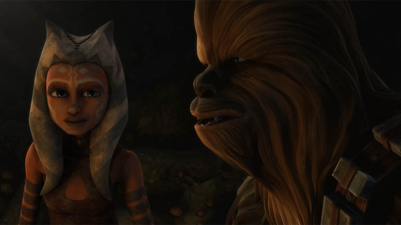 Ahsoka talking with Chewbecca
