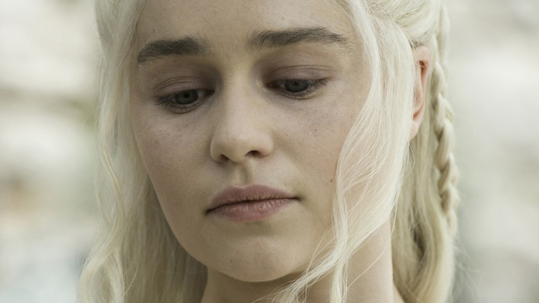 Emilia Clarke sighs as Daenerys on Dragonstone