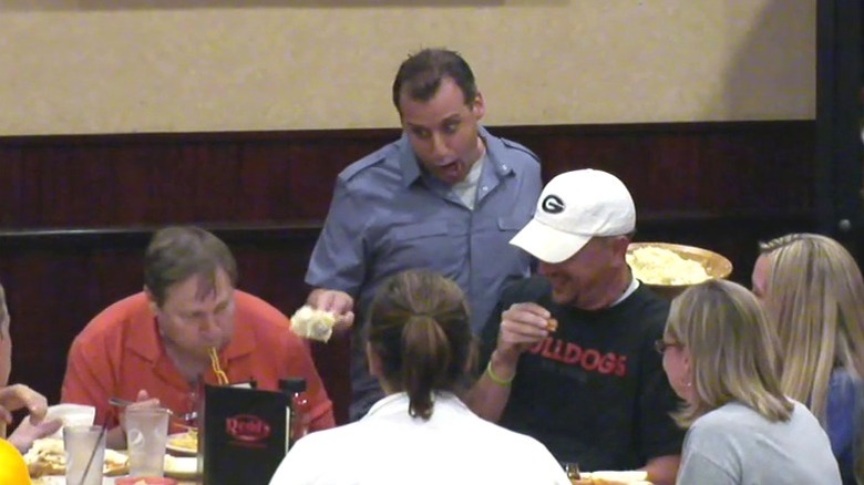 Joe slinging mashed potatoes