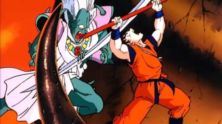 Goku blocks Nicky's sword
