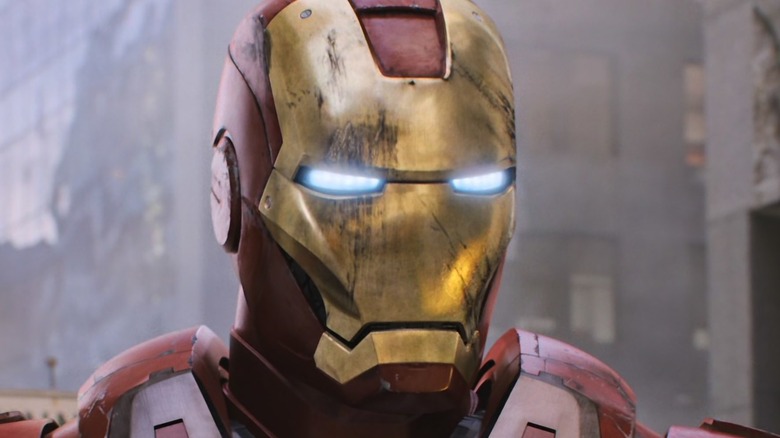 Robert Downey Jr. in his Iron Man suit