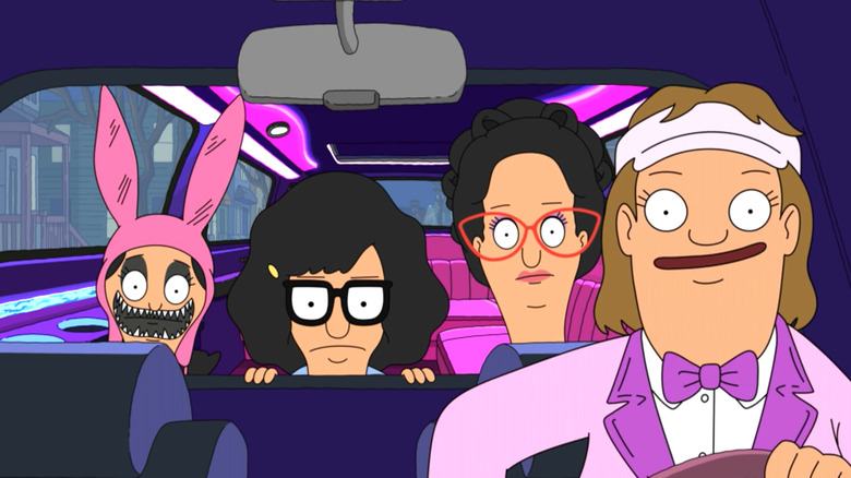 Nat driving the belchers in her limo