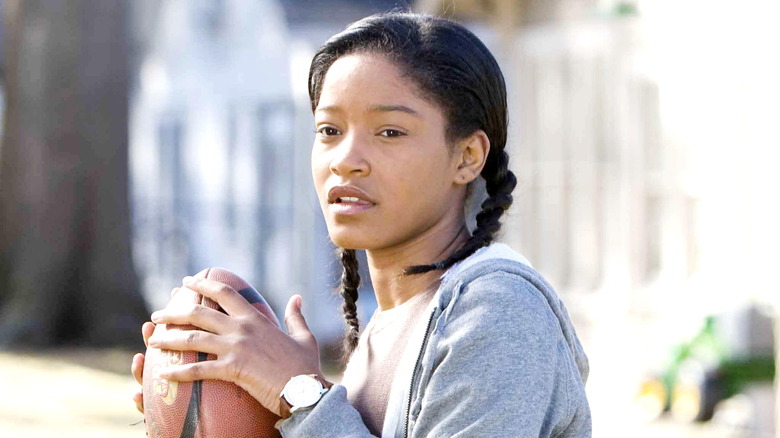 Keke Palmer with a football