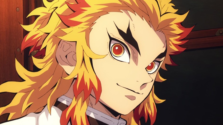 Kyojuro Rengoku smiling fiercely