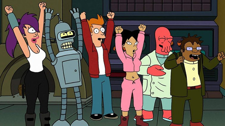 The Planet Express Crew celebrating