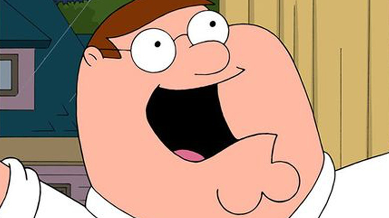Peter Griffin wide grin looking up